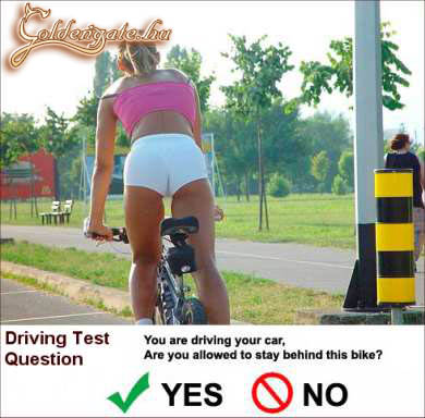 Kresz kérdés: A volánnál ül. Meg kell-e elõznie az Ön elõtt haladó kerékpárt?