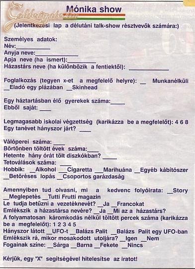 Mónika show jelentkező lap