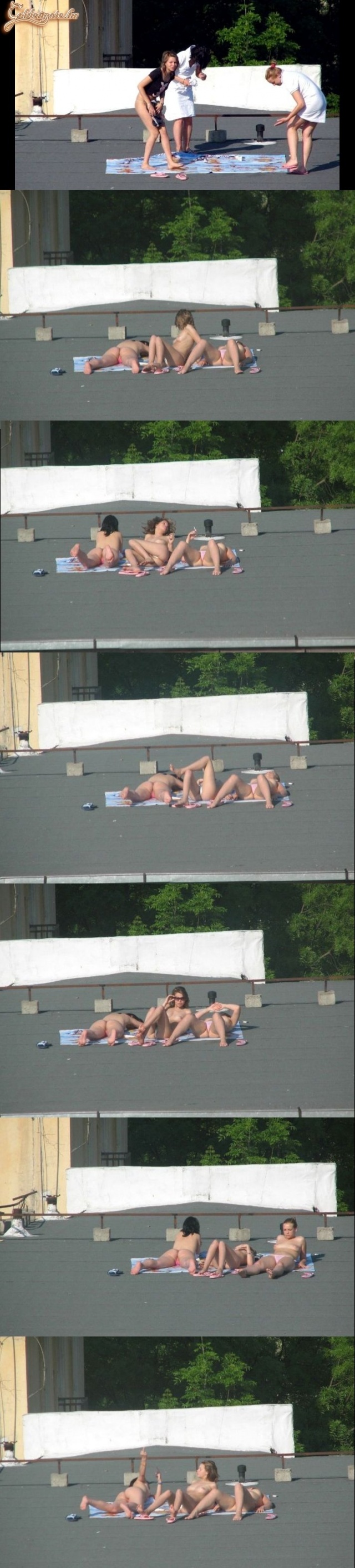 Hát lányok, nem a leskelődökkel szemben kell napozgatni...