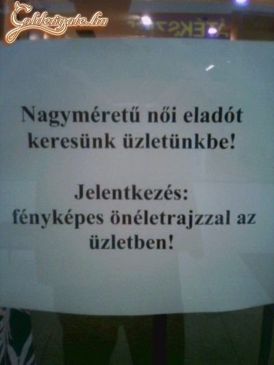 Nagyméretű női eladó