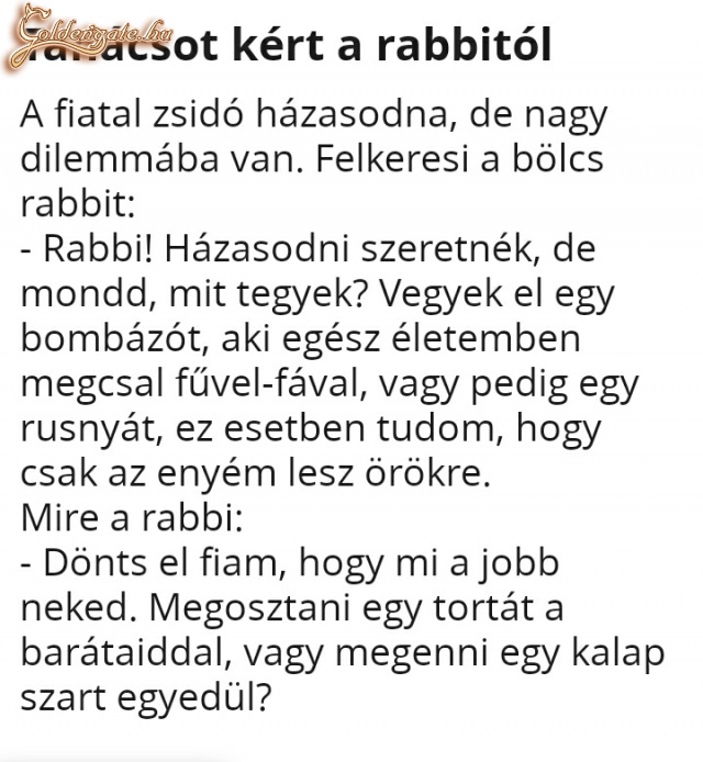 A rabbi tanácsa