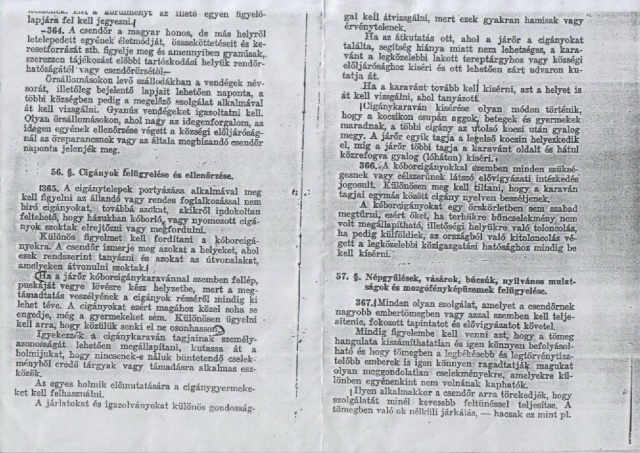 Egy oldal a csendőröknek szánt szabálykönyvből