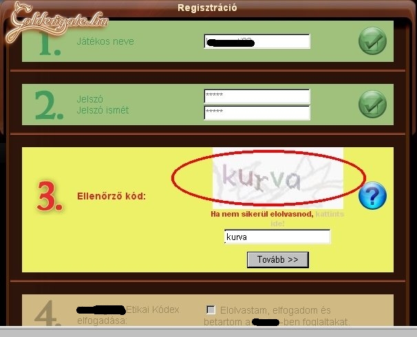 Ellenőrző kód fail