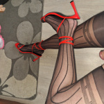 Fekete piros tűsarkú  - 4. kép