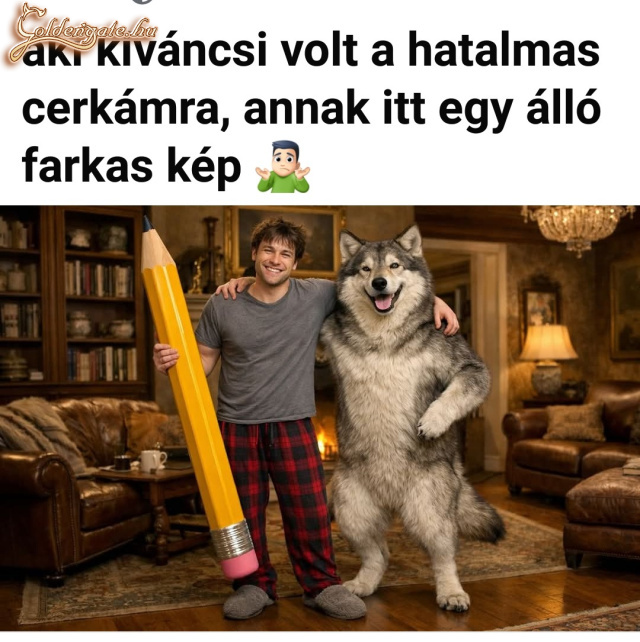 Álló farkas kép a hatalmas cerkámról