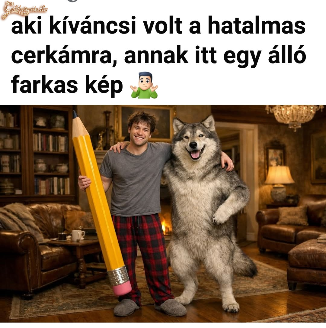 Álló farkas kép a hatalmas cerkámról