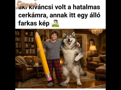 Álló farkas kép a hatalmas cerkámról