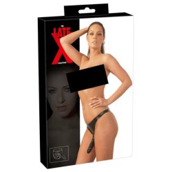 LATEX - alsó külső + 2 belső dildóval - fekete (S-L)