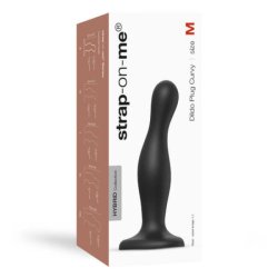 Strap-on-me Curvy M - hullámos, talpas dildó (fekete)