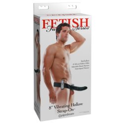 Fetish Strap-On 8 - felcsatolható, üreges vibrátor (fekete)