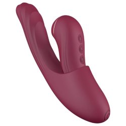 Vibeconnect - 2in1 G-pont és csiklóizgató vibrátor (piros)