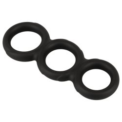 Erecto - tripla péniszgyűrű (fekete) Erecto - tripla péniszgyűrű (fekete)