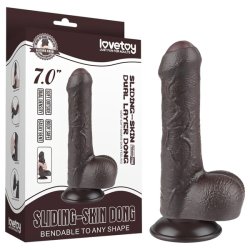 Lovetoy Sliding-Skin - herés kétrétegű dildó - 18,3 cm (barna) Lovetoy Sliding-Skin - herés kétrétegű dildó - 18,3 cm (barna)