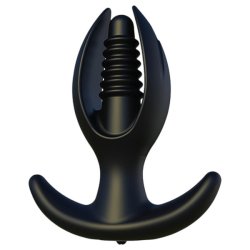 Kangvo - mágneses, felfújható bordázott anál plug (fekete)