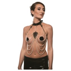 Guilty Pleasure Allure - bondage nyakörv és testlánc szett (fekete)