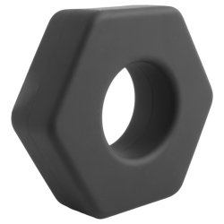 Pulselock Forge - fekete csavaranya formájú szilikon péniszgyűrű (22 mm) Pulselock Forge - fekete csavaranya formájú szilikon péniszgyűrű (22 mm)